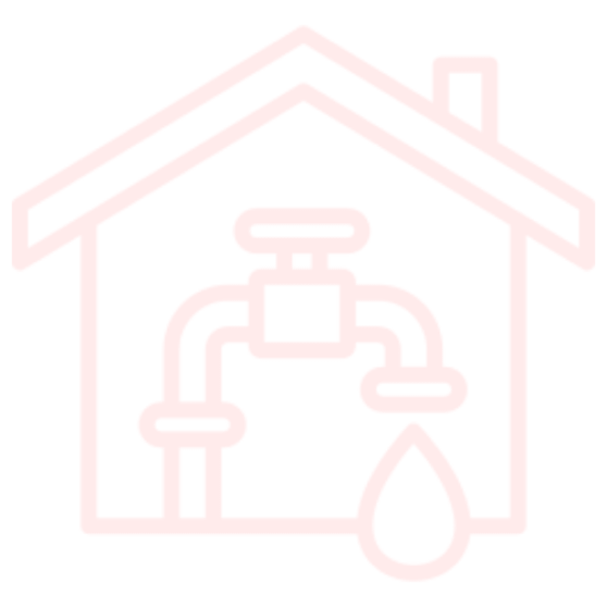 House with plumbing and water drop icon.